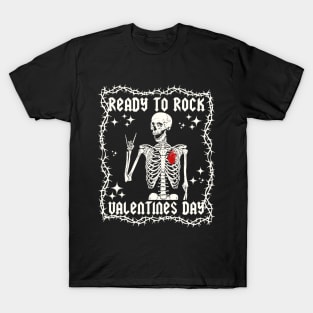 Kids Ready To Rock Valentines Day Valentines Day Funny Skeleton T-Shirt